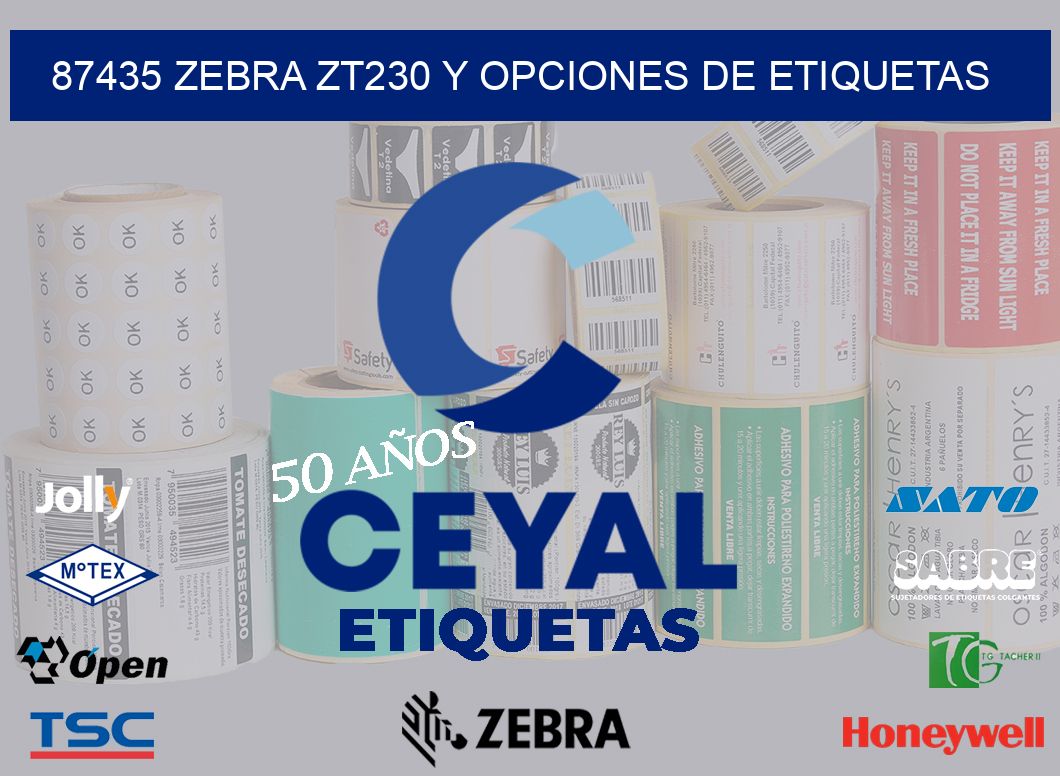 87435 Zebra ZT230 y Opciones de Etiquetas