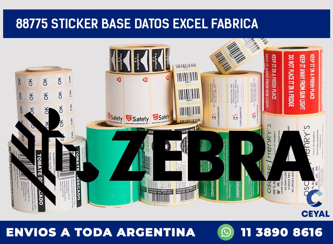 88775 sticker base datos excel fabrica