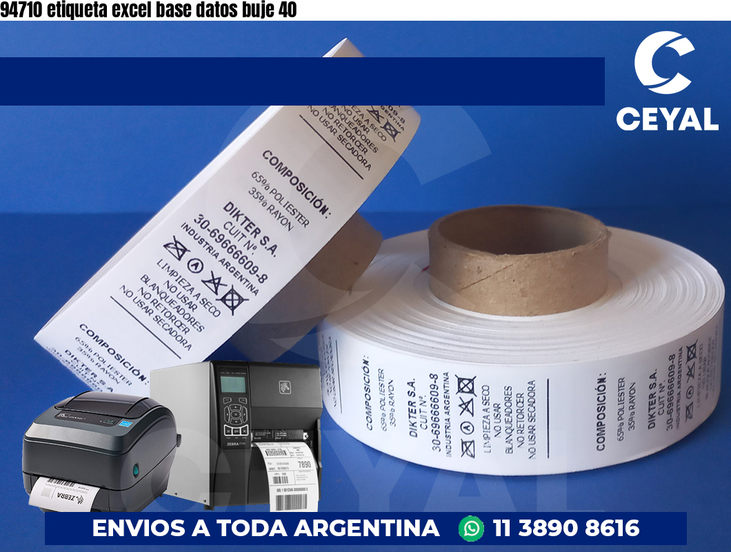 94710 etiqueta excel base datos buje 40
