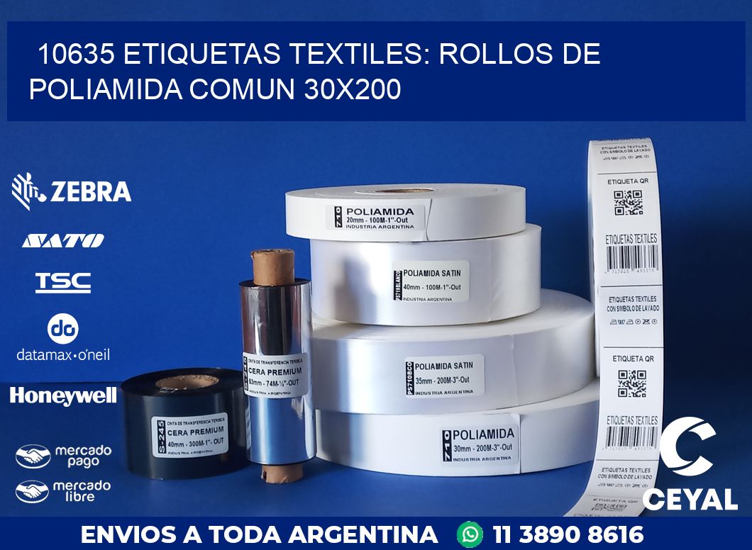 10635 ETIQUETAS TEXTILES: ROLLOS DE POLIAMIDA COMUN 30X200
