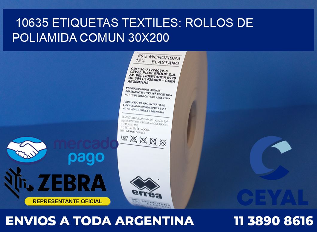 10635 ETIQUETAS TEXTILES: ROLLOS DE POLIAMIDA COMUN 30X200