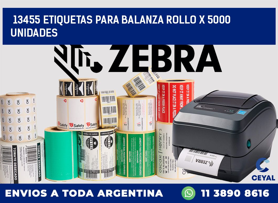 13455 ETIQUETAS PARA BALANZA ROLLO X 5000 UNIDADES