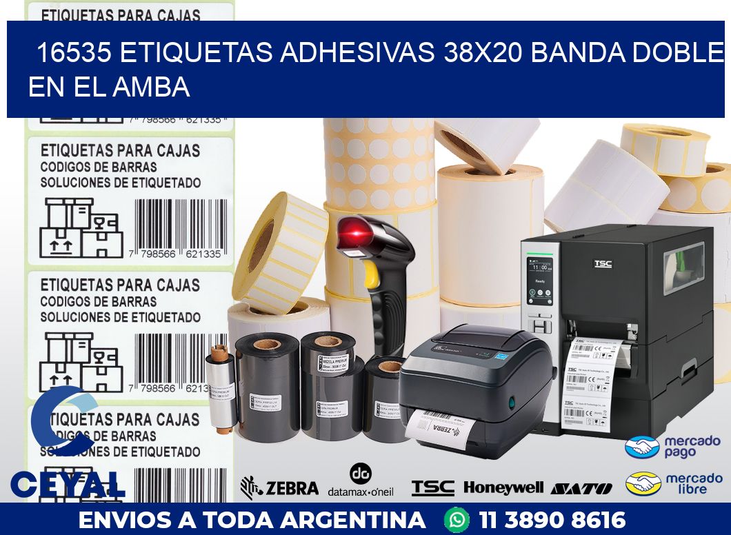 16535 ETIQUETAS ADHESIVAS 38X20 BANDA DOBLE EN EL AMBA