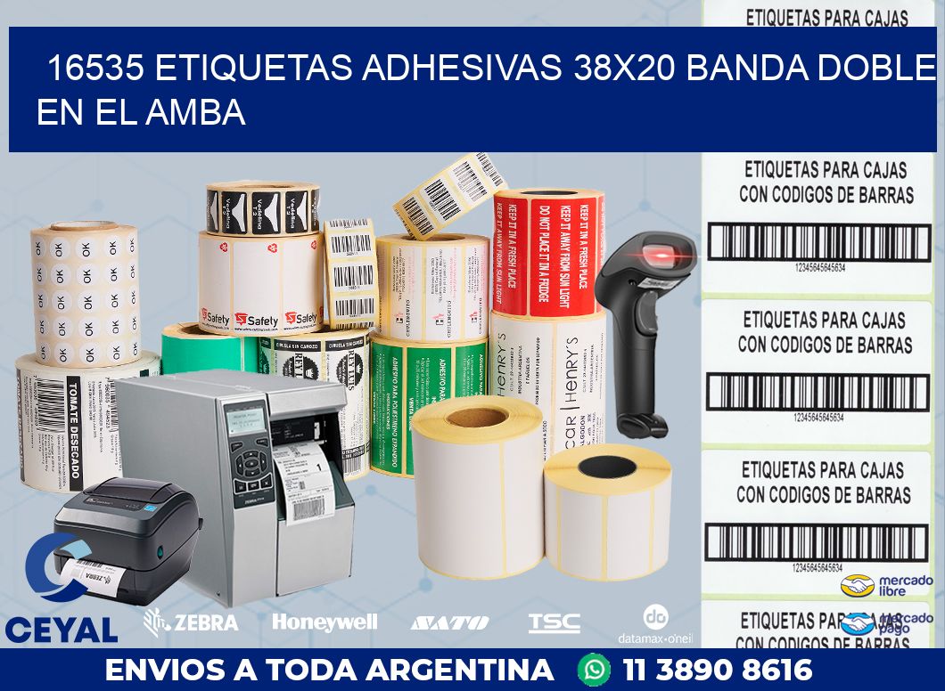 16535 ETIQUETAS ADHESIVAS 38X20 BANDA DOBLE EN EL AMBA