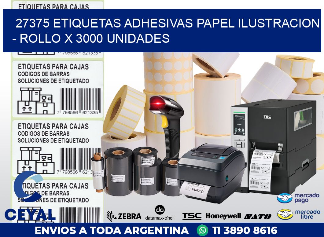 27375 ETIQUETAS ADHESIVAS PAPEL ILUSTRACION - ROLLO X 3000 UNIDADES