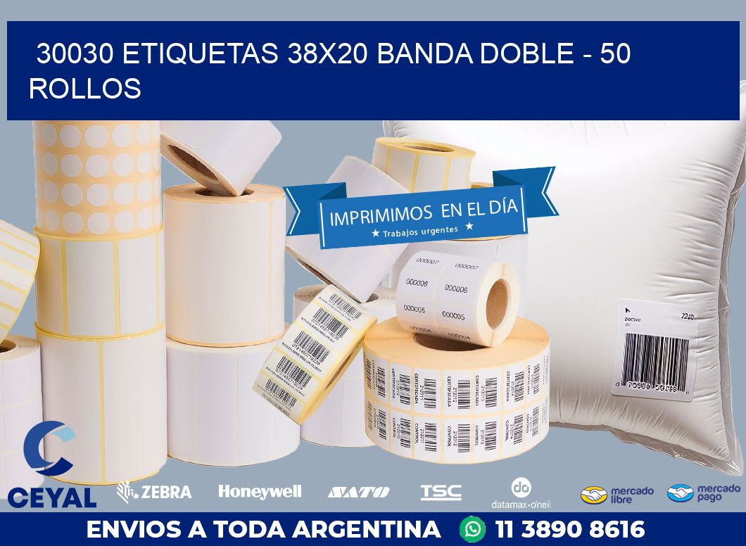 30030 ETIQUETAS 38X20 BANDA DOBLE - 50 ROLLOS