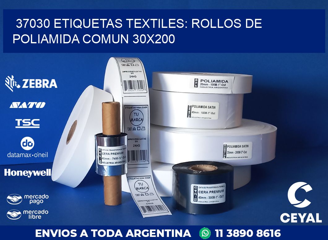 37030 ETIQUETAS TEXTILES: ROLLOS DE POLIAMIDA COMUN 30X200