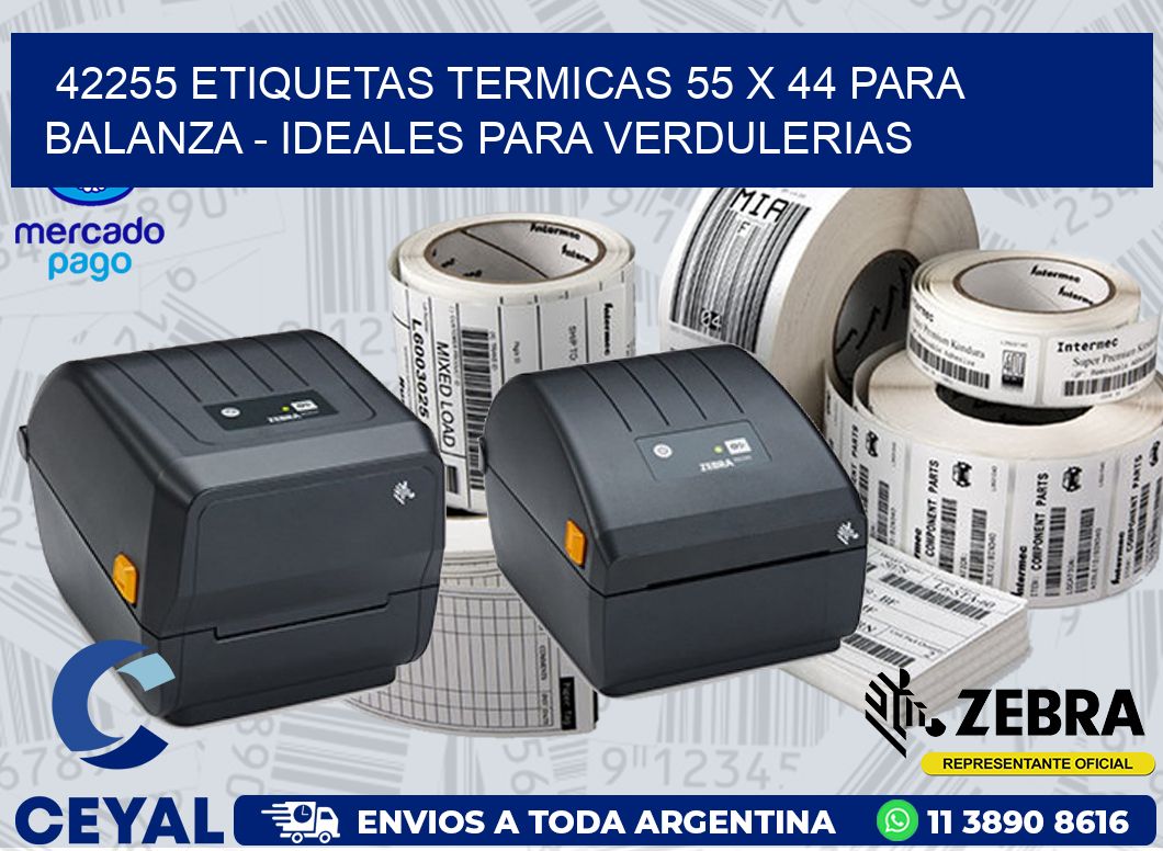 42255 ETIQUETAS TERMICAS 55 X 44 PARA BALANZA - IDEALES PARA VERDULERIAS