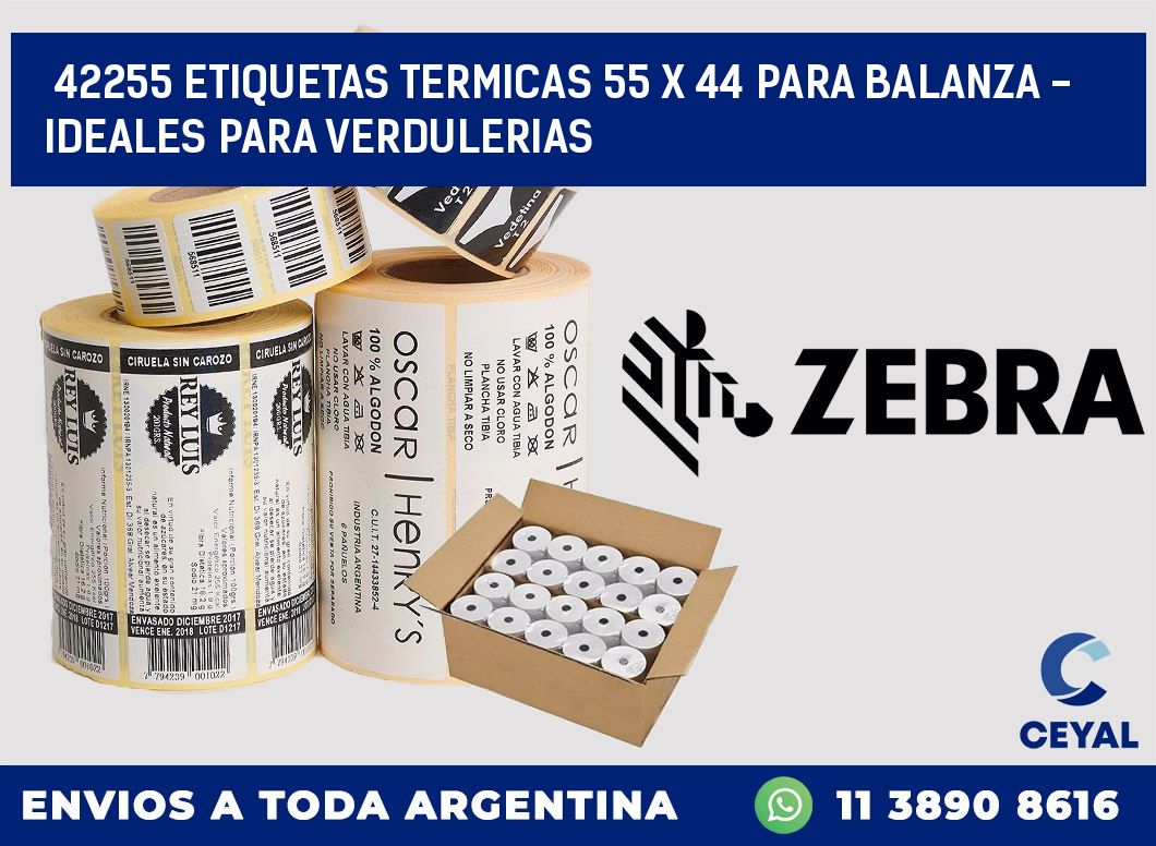 42255 ETIQUETAS TERMICAS 55 X 44 PARA BALANZA - IDEALES PARA VERDULERIAS