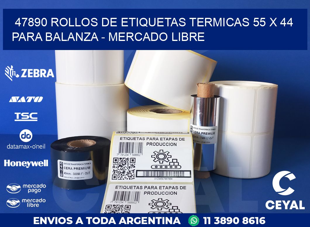 47890 ROLLOS DE ETIQUETAS TERMICAS 55 X 44 PARA BALANZA – MERCADO LIBRE