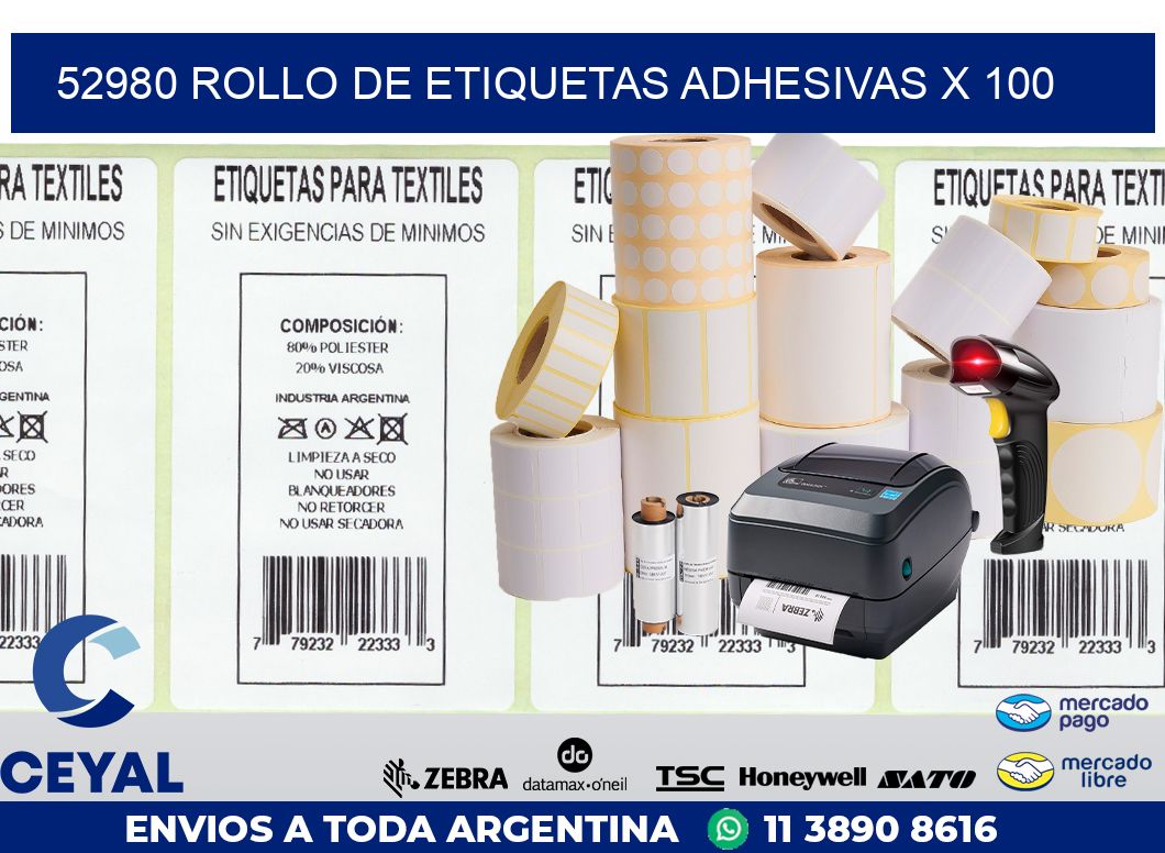 52980 ROLLO DE ETIQUETAS ADHESIVAS X 100