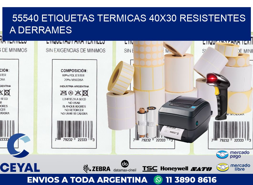 55540 ETIQUETAS TERMICAS 40X30 RESISTENTES A DERRAMES