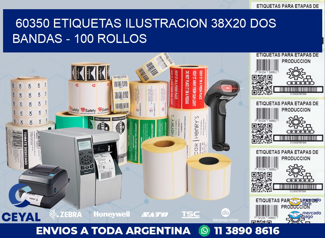 60350 ETIQUETAS ILUSTRACION 38X20 DOS BANDAS - 100 ROLLOS