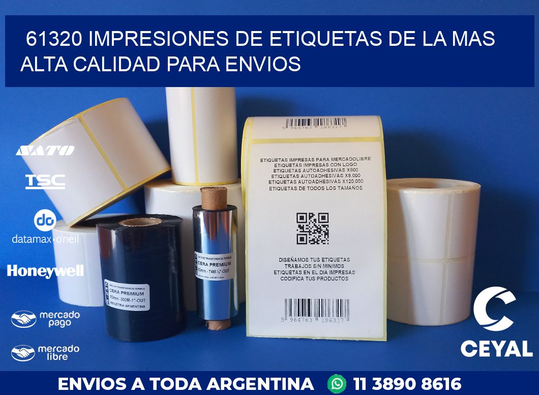61320 IMPRESIONES DE ETIQUETAS DE LA MAS ALTA CALIDAD PARA ENVIOS