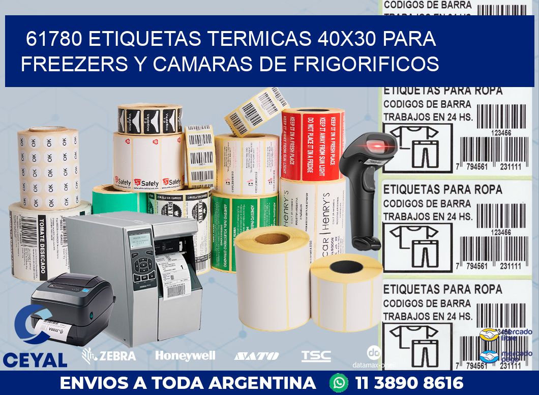 61780 ETIQUETAS TERMICAS 40X30 PARA FREEZERS Y CAMARAS DE FRIGORIFICOS