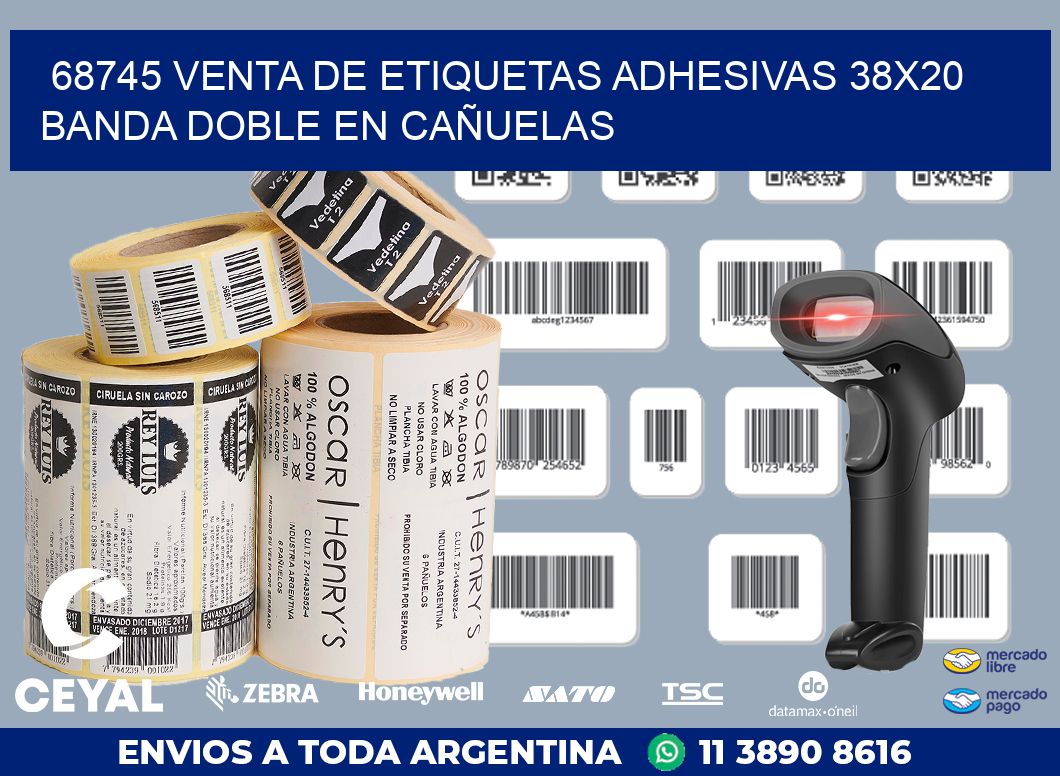 68745 VENTA DE ETIQUETAS ADHESIVAS 38X20 BANDA DOBLE EN CAÑUELAS