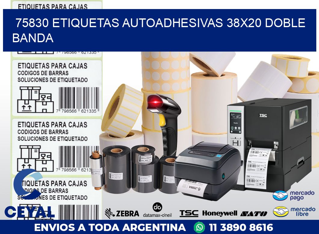 75830 ETIQUETAS AUTOADHESIVAS 38X20 DOBLE BANDA