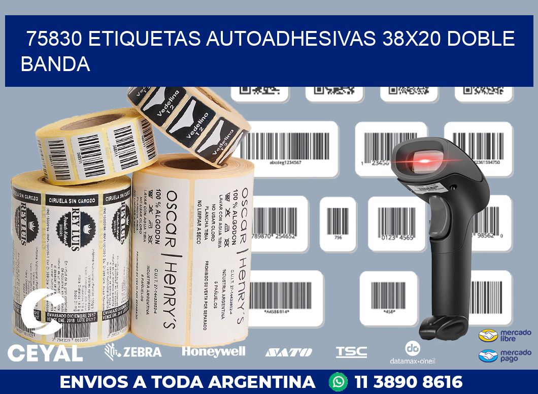75830 ETIQUETAS AUTOADHESIVAS 38X20 DOBLE BANDA