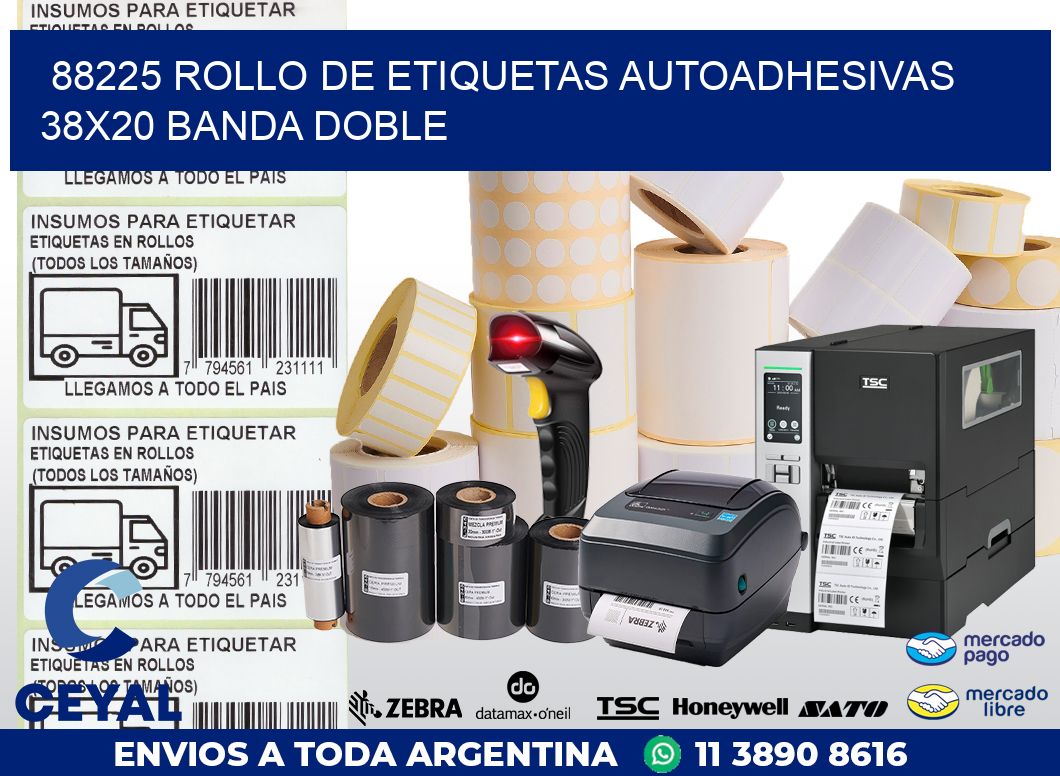 88225 ROLLO DE ETIQUETAS AUTOADHESIVAS 38X20 BANDA DOBLE