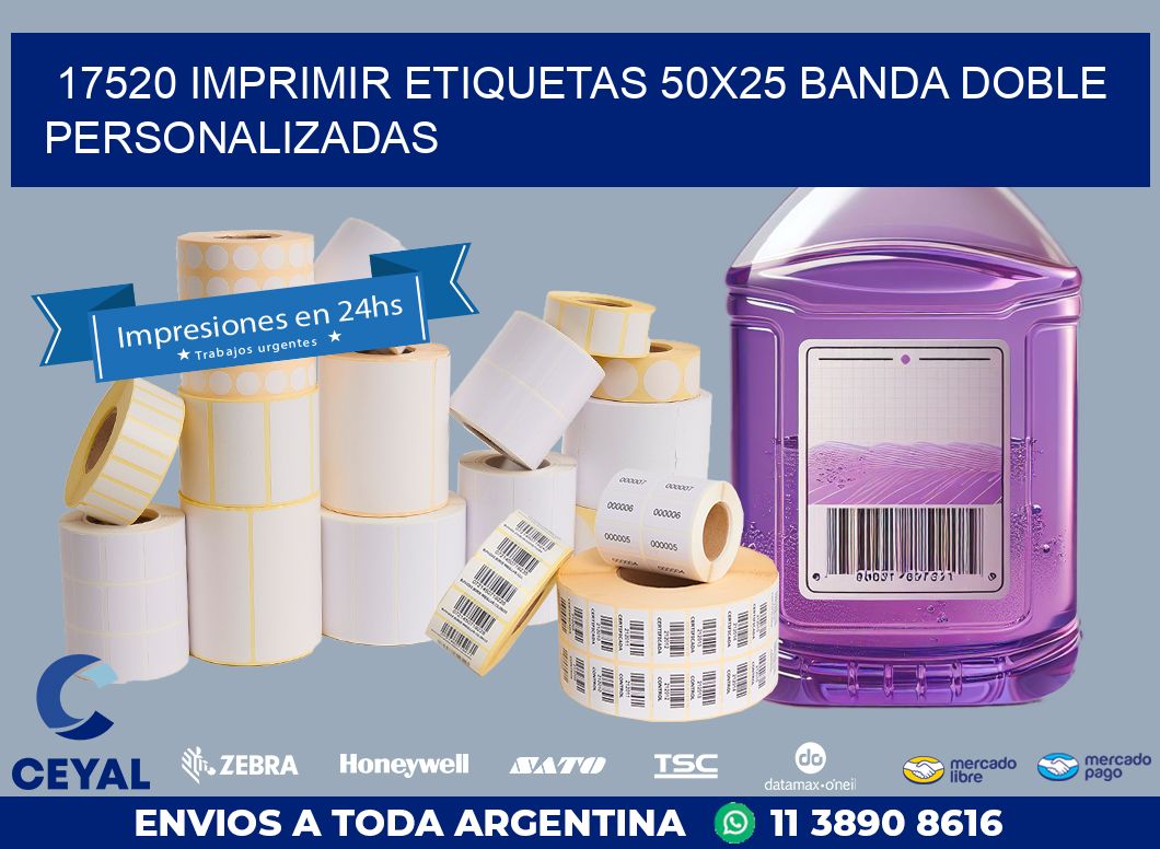17520 IMPRIMIR ETIQUETAS 50X25 BANDA DOBLE PERSONALIZADAS