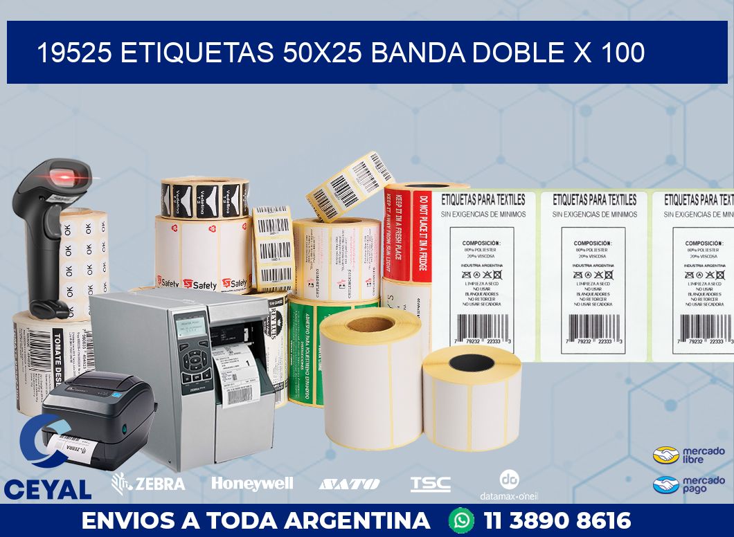 19525 ETIQUETAS 50X25 BANDA DOBLE X 100