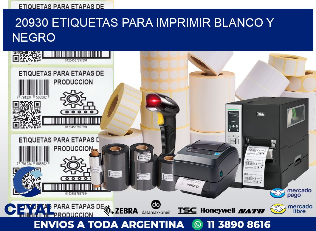 20930 ETIQUETAS PARA IMPRIMIR BLANCO Y NEGRO