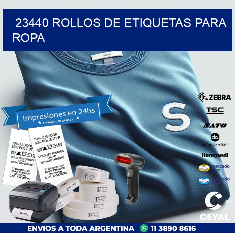 23440 ROLLOS DE ETIQUETAS PARA ROPA