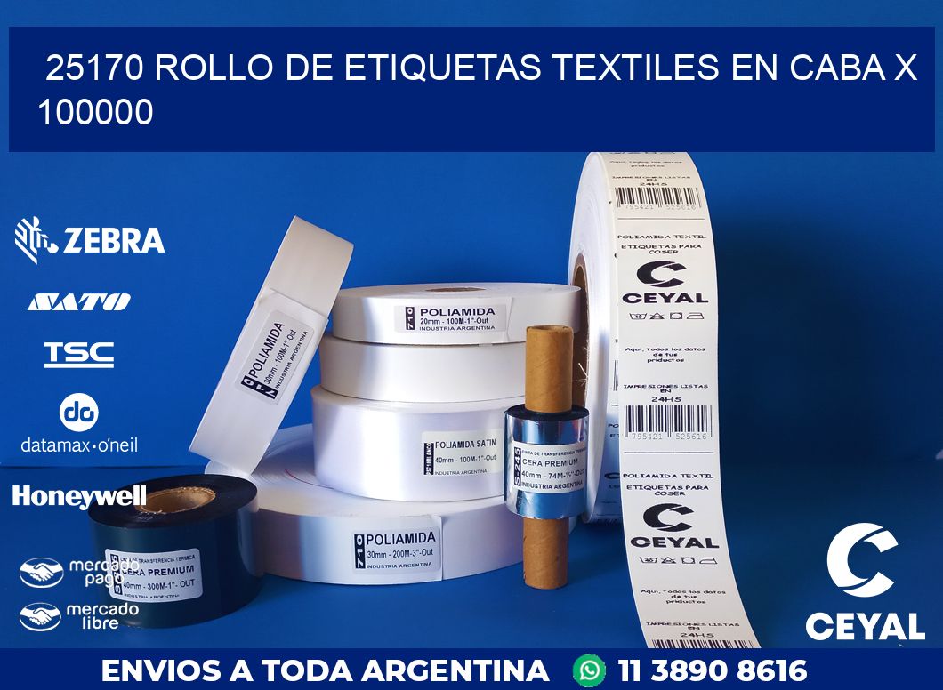 25170 ROLLO DE ETIQUETAS TEXTILES EN CABA X 100000