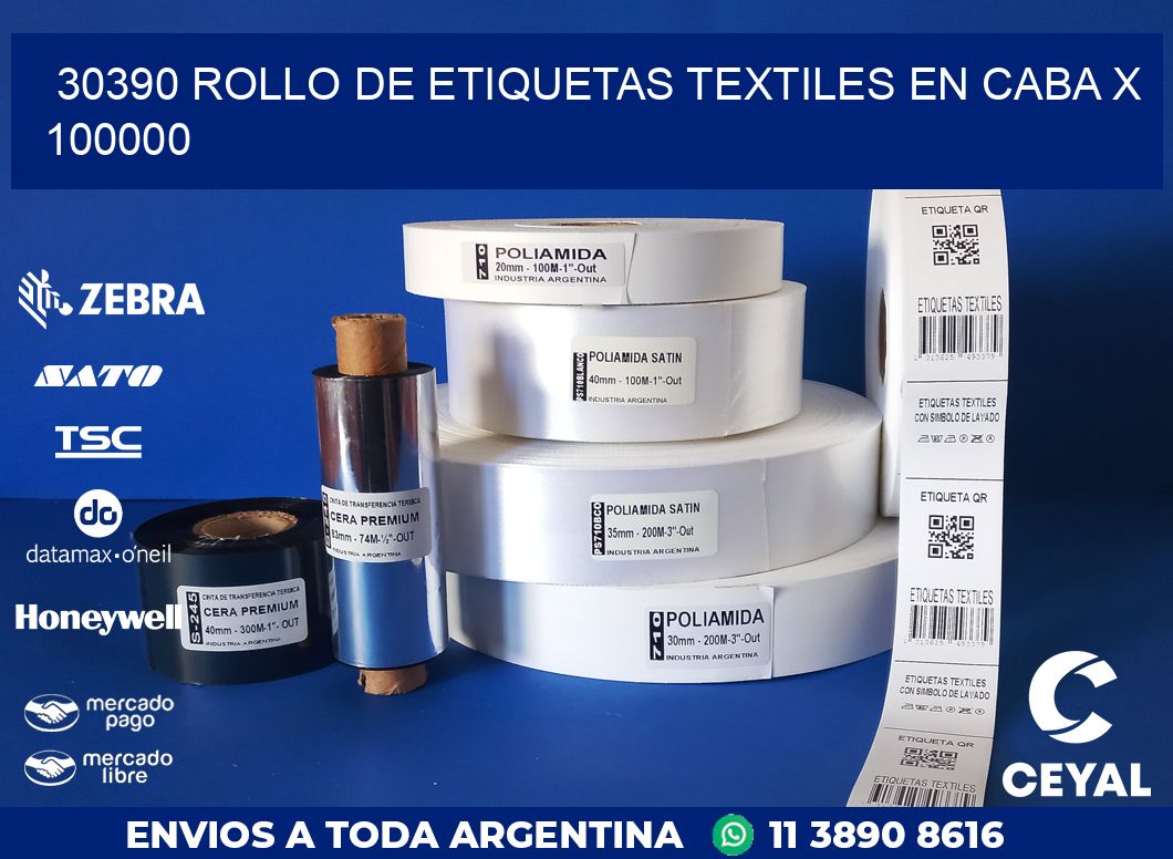 30390 ROLLO DE ETIQUETAS TEXTILES EN CABA X 100000