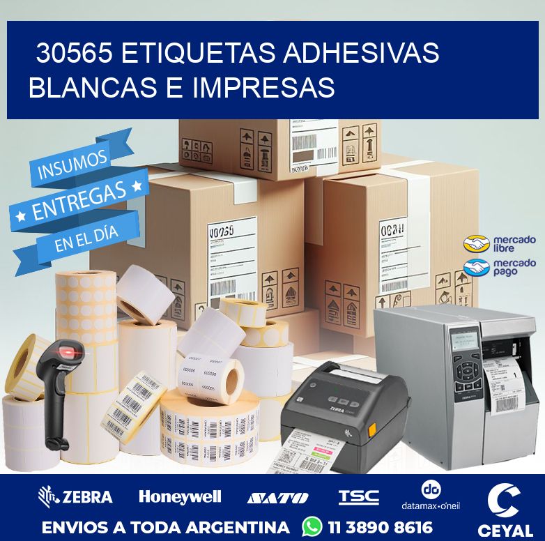 30565 ETIQUETAS ADHESIVAS BLANCAS E IMPRESAS