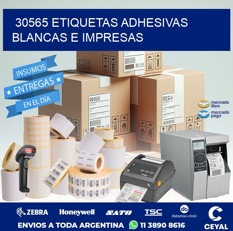 30565 ETIQUETAS ADHESIVAS BLANCAS E IMPRESAS