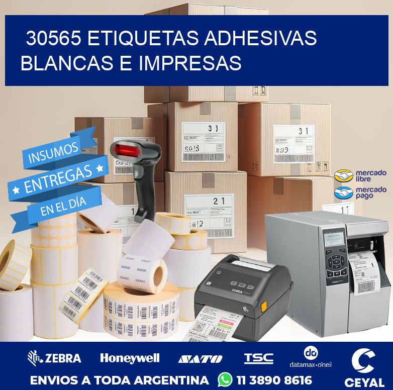 30565 ETIQUETAS ADHESIVAS BLANCAS E IMPRESAS