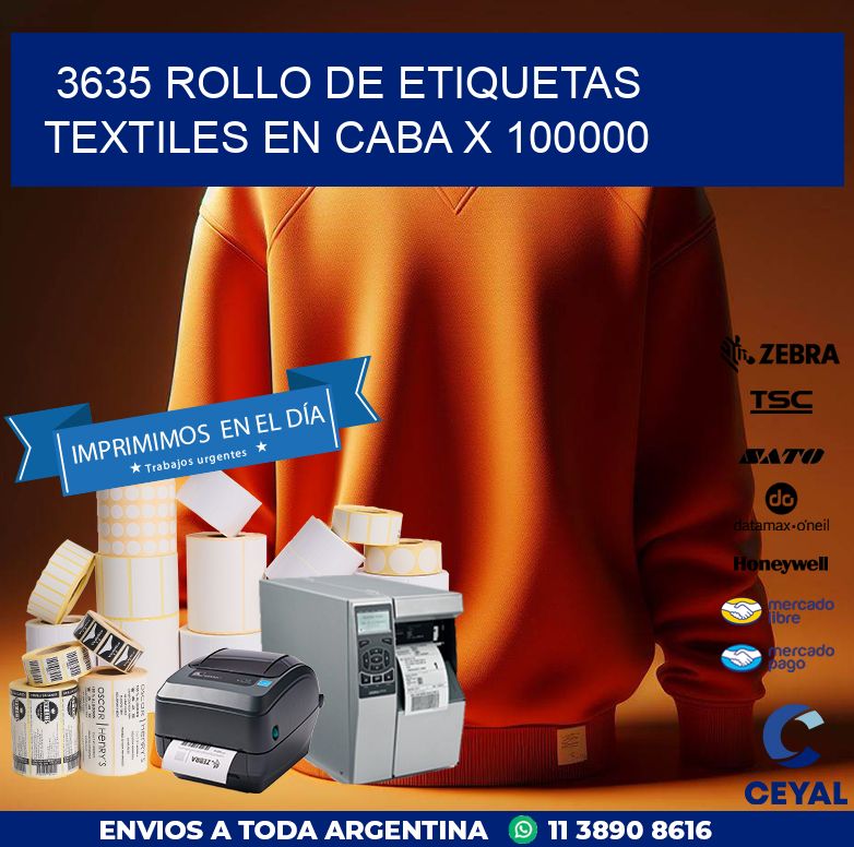 3635 ROLLO DE ETIQUETAS TEXTILES EN CABA X 100000