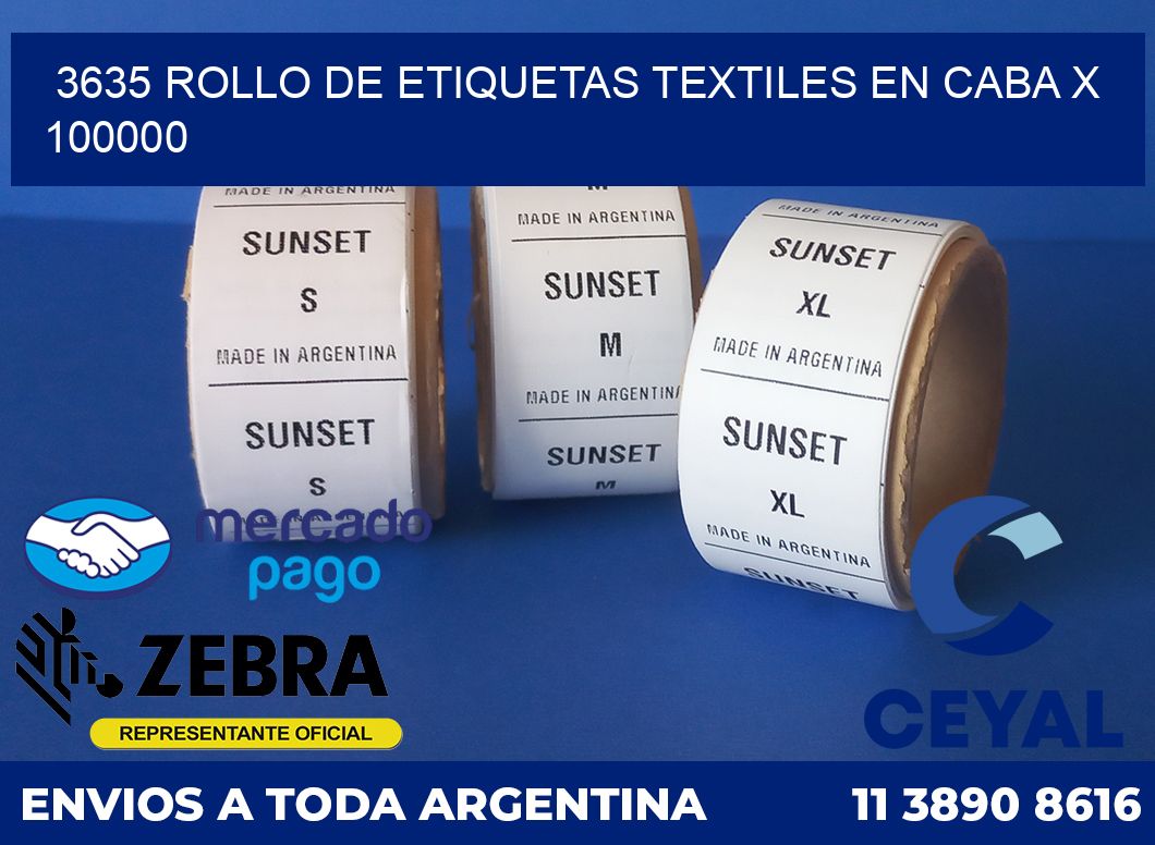 3635 ROLLO DE ETIQUETAS TEXTILES EN CABA X 100000