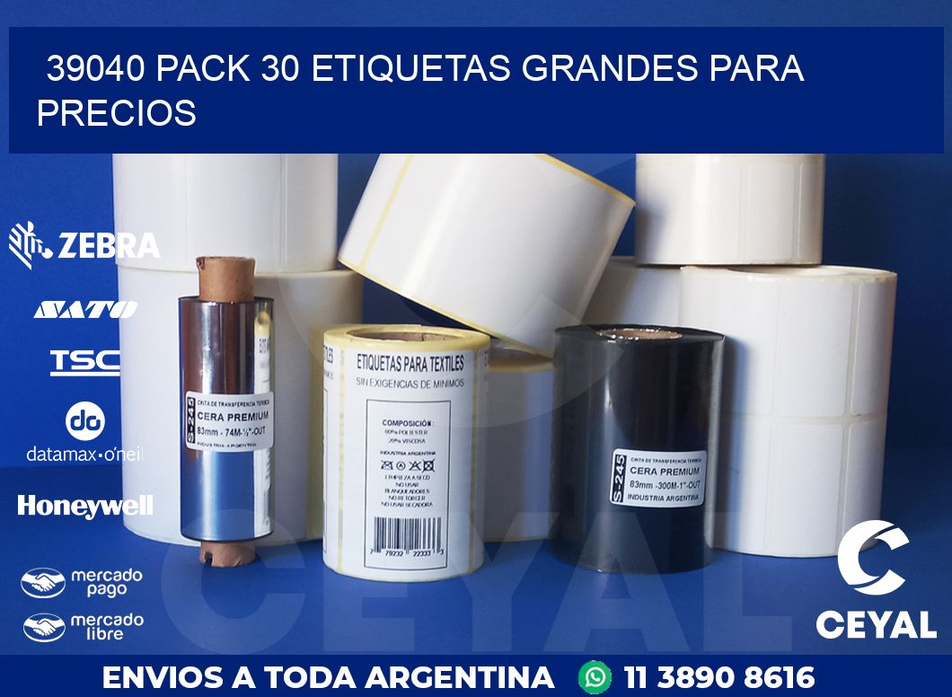 39040 PACK 30 ETIQUETAS GRANDES PARA PRECIOS