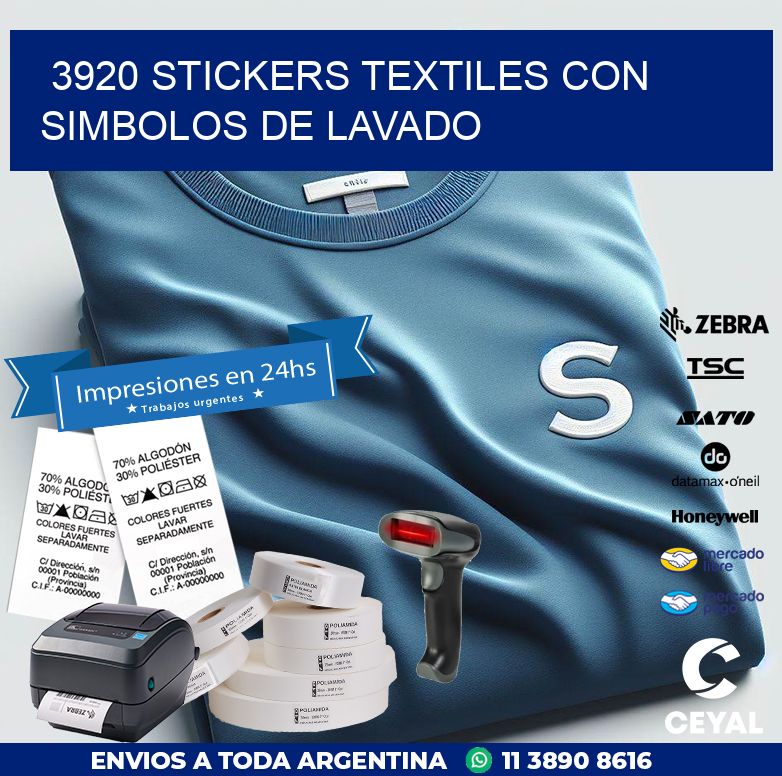 3920 STICKERS TEXTILES CON SIMBOLOS DE LAVADO