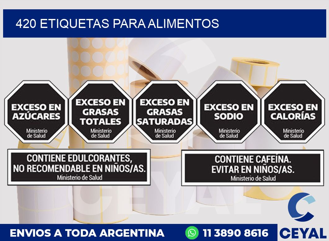 420 ETIQUETAS PARA ALIMENTOS