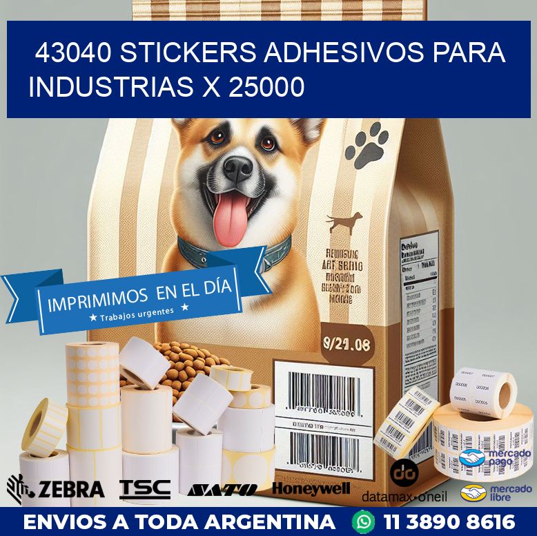 43040 STICKERS ADHESIVOS PARA INDUSTRIAS X 25000