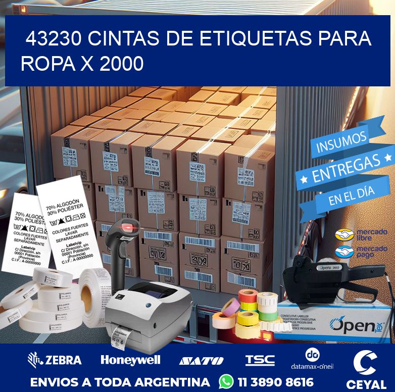 43230 CINTAS DE ETIQUETAS PARA ROPA X 2000