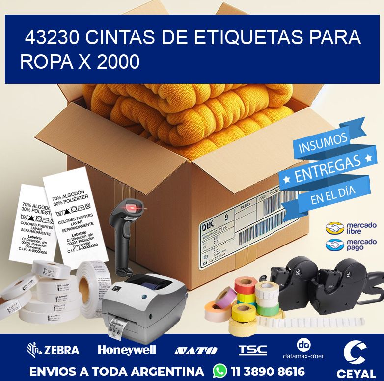 43230 CINTAS DE ETIQUETAS PARA ROPA X 2000