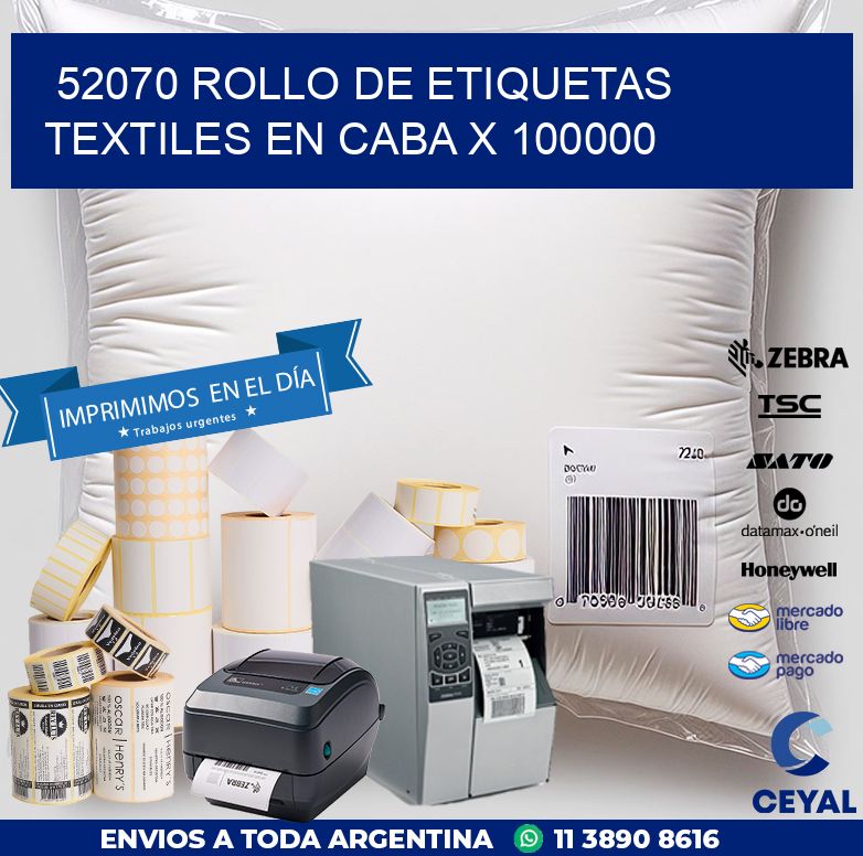 52070 ROLLO DE ETIQUETAS TEXTILES EN CABA X 100000