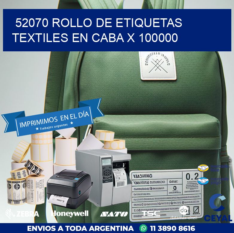 52070 ROLLO DE ETIQUETAS TEXTILES EN CABA X 100000