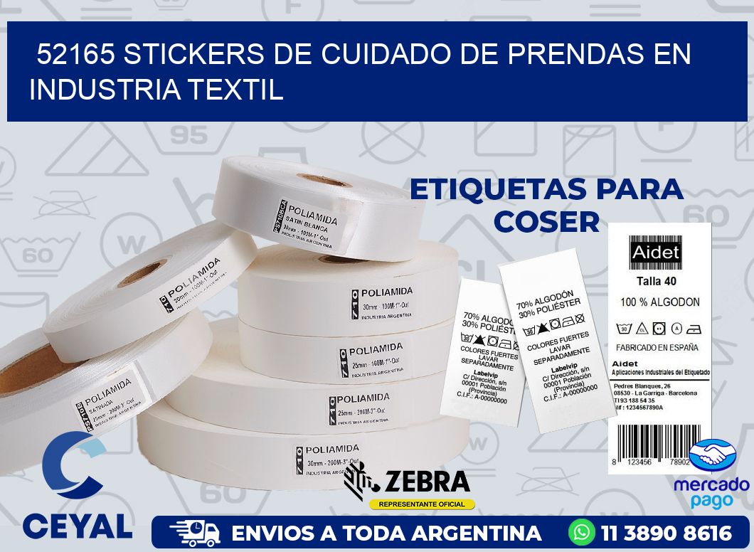 52165 STICKERS DE CUIDADO DE PRENDAS EN INDUSTRIA TEXTIL