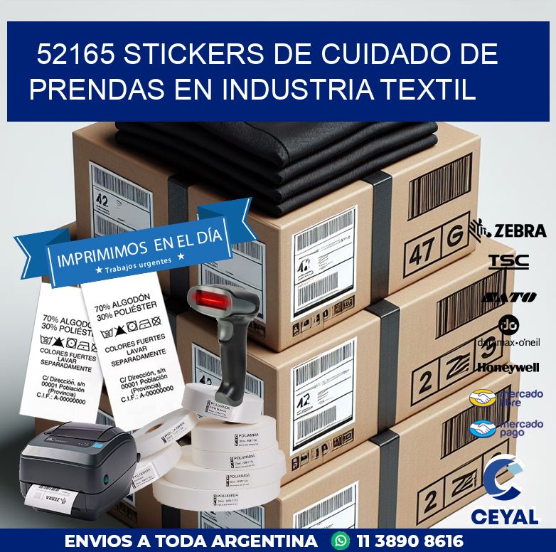 52165 STICKERS DE CUIDADO DE PRENDAS EN INDUSTRIA TEXTIL