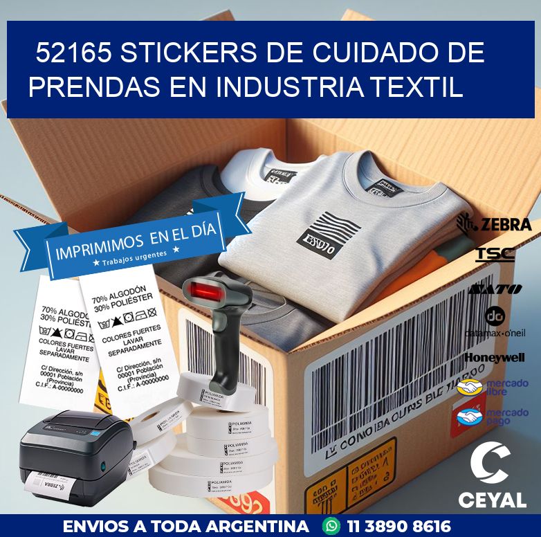 52165 STICKERS DE CUIDADO DE PRENDAS EN INDUSTRIA TEXTIL