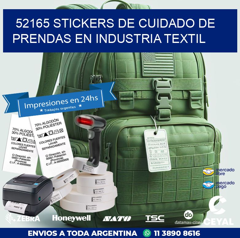 52165 STICKERS DE CUIDADO DE PRENDAS EN INDUSTRIA TEXTIL