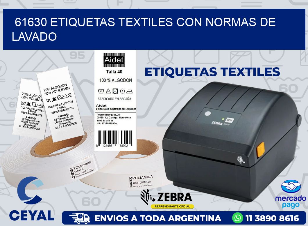 61630 ETIQUETAS TEXTILES CON NORMAS DE LAVADO