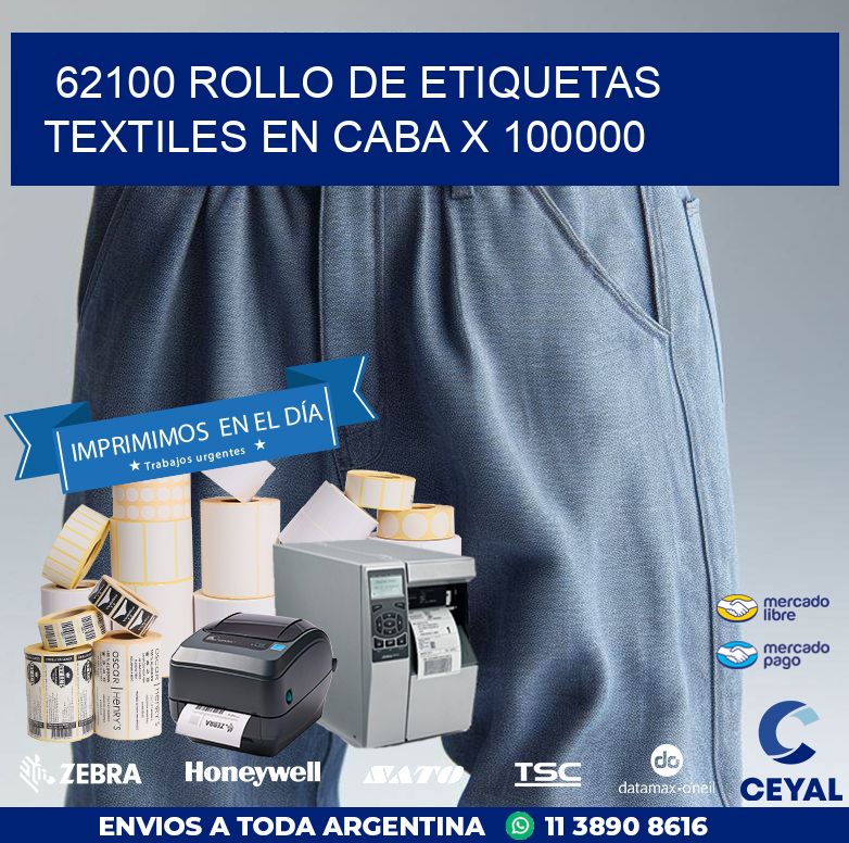 62100 ROLLO DE ETIQUETAS TEXTILES EN CABA X 100000