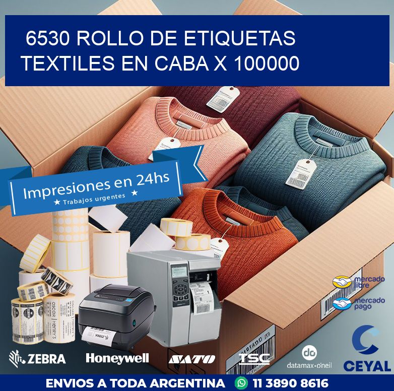 6530 ROLLO DE ETIQUETAS TEXTILES EN CABA X 100000