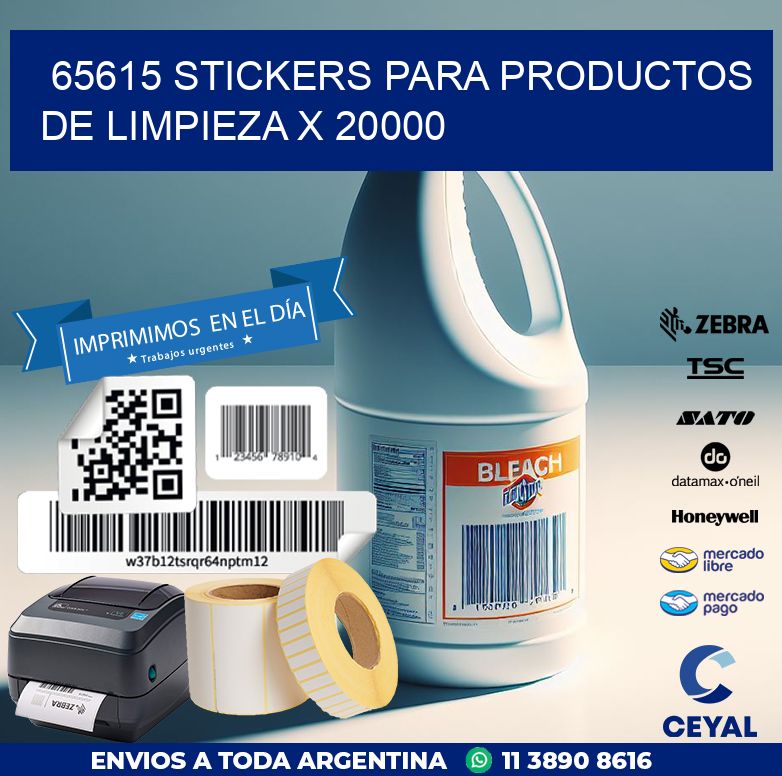 65615 STICKERS PARA PRODUCTOS DE LIMPIEZA X 20000